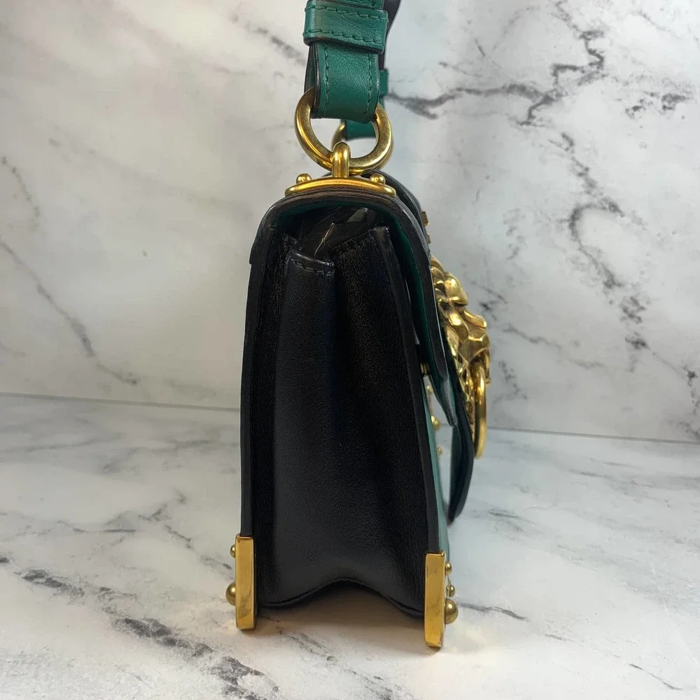 ❌❌ PRADA Lions Head Bag Antic Soft Saffiano Cahier Shoulder/Crossbody Green - Picture 5 of 16